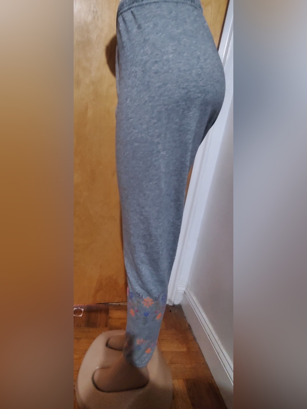 NATURAL LIFE Gray Track Joggers with Pink Floral Side Trim - Picture 2 of 6